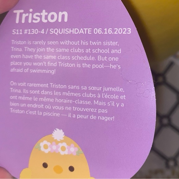 SQUISHMALLOWS JAZWARES TRISTON THE BABY CHICK WITH A FLOWER CROWN PLUSH PILLOW - Picture 5 of 5